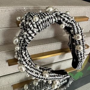 Lele Sadoughi Plaid and Pearl Headband
